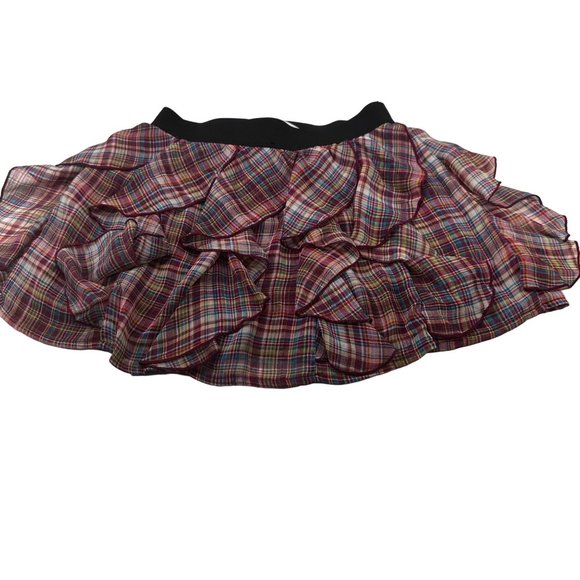Route 66 Girl's Size 10-12 Skirt Ruffle Layered Lined Plaid Red Preowned - Picture 1 of 9